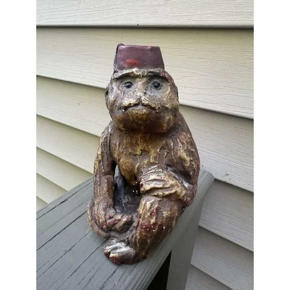 Vintage Gargoyles Studio chalkware monkey candle holder gothic chinoserie 7”